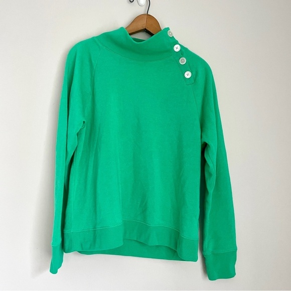 J. Crew Green Button-Detail Sweatshirt - Picture 2 of 9